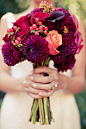 pink and purple flowers #wedding #bride #bouquet