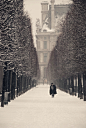 法国巴黎卢浮宫前的雪中小径 #国外# #美景# #景点# #街景#