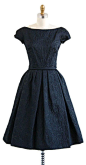 vintage 1950s black silk jacquard evening dress | vintage 50s dresses: 