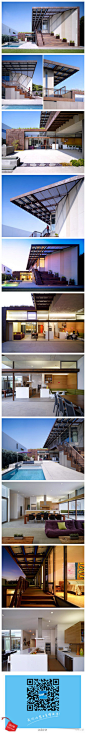 是由Brooks + Scarpa Architects建筑事务所设计的阴阳住宅，位于美国加州社区的零碳建筑，目的是为一个大家庭创造居住空间。围绕一系列的院落和室外的空间展开，从而形成室内与室外空间的相互交流。朝着街道一侧的空间很是坚固，但是在钢铁入口后面则是室内室外的过渡空间，即院落空间。