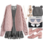 A fashion look from November 2016 featuring lace sleeve dress, pink cardigan and chunky heel shoes. Browse and shop related looks.