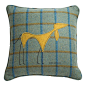 Walk with Me tweed cushion 'Riverside' : Beautiful cushion in 100% British wool check tweed with stitched on sighthound motif and piped edging. These cushions are handmade and each will have an individual touch to its stitch work.

Fabric
Cover: 100% Brit