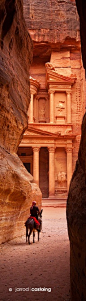 Petra, meaning stone in Aramaic, a Jordanian city, famous for its rock cut architecture and water conduit system. Established possibly as early as 312 BC. Discovered by Swiss explorer in 1812.