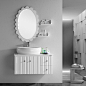 妙洁PVC浴室柜台上盆花朵镜子波浪板雕刻卫生间洁具洗手洗脸盆