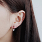 YH401 韩国韩版S925纯银珍珠简约个性贝珠耳钉 含耳堵