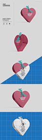 食品外卖心形包装实物模型 (PSD)