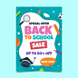 Back to school sale vertical poster template Free Vector