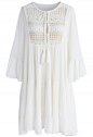 Flowing in the Wind Boho Crepe Dress in White