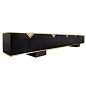 Jean Claude Mahey - 20 Feet / 600cm Long Sideboard With Solid Brass Details