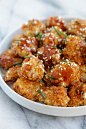 Honey Garlic Chicken Bites - panko-crusted baked chicken nuggets with a sweet and savory honey garlic sauce. So sticky sweet and good | rasamalaysia.com