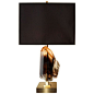 Willy Daro Smoky Rock Crystal and Bronze Lamp