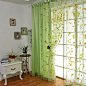 #家居#卧室窗帘图片  田园风格淡绿色卧室窗帘效果图
