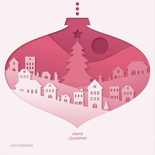 2019新年圣诞节树剪纸创意雪花麋鹿海报