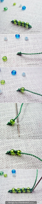 #Embroidery_Tutorial - Beaded Palestrina Stitch – "This is a simple way to add color and beads to #knit or #crochet fabric also!" 4U from #knittingGuru ** http://www.KnittingGuru.etsy.com
