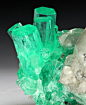 Beryl var. Emerald with Calcite; Boyaca Department, Colombia: 