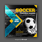 Soccer athlete banner with photo Free Vector