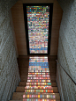 Stained Glass Door Made Of Pantone Swatches : Beautiful stained glass door made of hundreds of pantone swatches by Italian architect Armin Blasbichler. 