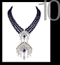 VAN CLEEF & ARPELS
Inspired by the French garden, the extraordinary Vicomte necklace features three rows of sapphire beads symbolising the flowing water of fountains, which are represented by two diamond motifs including two pear-shaped sapphires of m