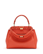 V291D Fendi Peekaboo Mini Leather Satchel Bag, Orange