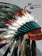 Black & Rainbow Feather Turquoise Detail Feather Headdress by Paradise Gypsies