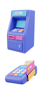 数据分析银行卡金融类ATM机模型3D泥捏黏土立体图标_PNG：