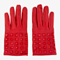 Fancy - Red Studded Leather Moto Gloves by Valentino