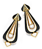 Lot 13 - PAIR OF 18 KARAT GOLD, ONYX, MOTHER-OF-PEARL AND CULTURED PEARL EARCLIPS, MARINA B