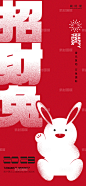 招财兔 招财兔 字体设计 噪点 兔子 新年 元旦 春节 海报 微信稿