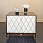 Erika Brunson Couture Living Harlow Cabinet - Black crackle lacquer with parchment and outlined diamonds.