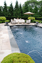 lovely pool with bluestone coping and plinths, lead urns filled with moss at the 4 corners cullitonquinn.com: 