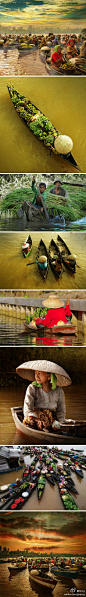 Qing：【Qing摄影】独木舟上的生活，泰国马辰水上市场。极具特色的场景，色彩也相当美丽。来自@生活印记LifePrint 的Qing:http://t.cn/zOzIOaU