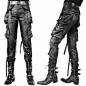 Gray Grey Punk Rock Military Style Casual Pants Clothes for Men