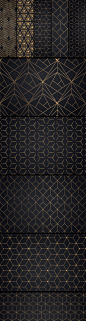 Golden Geometric Background 10款金色纹理几何装饰图案矢量素材-淘宝网