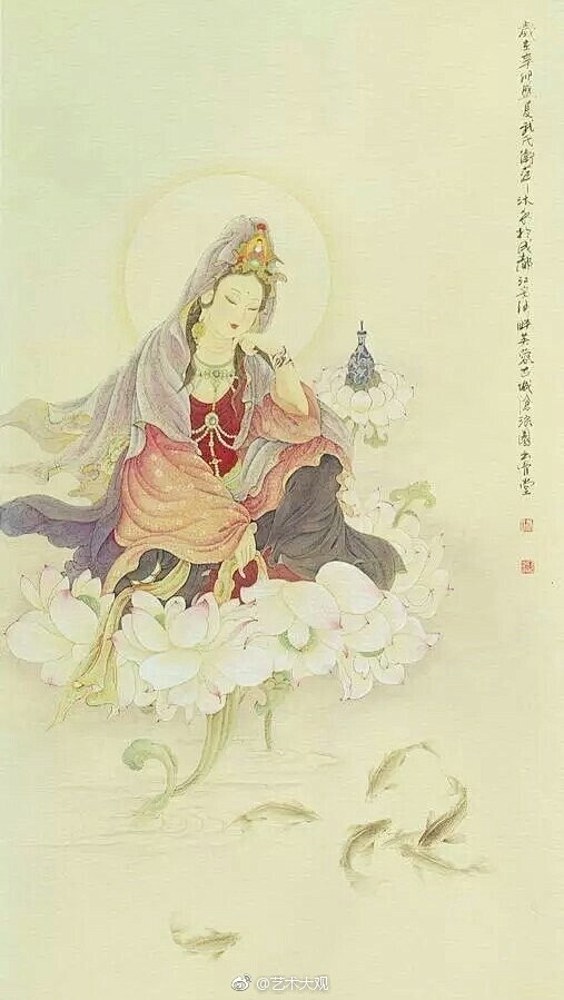 武卫萍工笔观音菩萨画——武卫萍，1958...