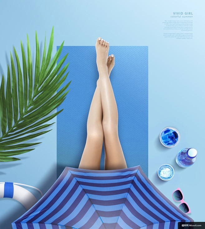 人物海报 蓝色空间 度假休闲 热带植物 ...