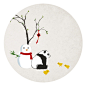 竹间系列——国画熊猫