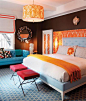 orange-blue-damask-bedroom