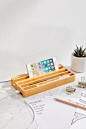 Slide View: 1: Kikkerland Design Wood Charging Station