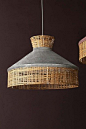 Velvet & Rattan Pendant Ceiling Light - Silver Grey | Rockett St George