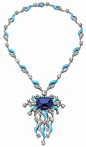 Bulgari gold necklace with sapphires, turquoise and diamonds, from the High Jewelry Collection