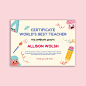 Free vector childlike best teacher award certificate