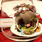 Joanne Bailey's Rural Picnic Scene in a Teacup - a cute way to display a mini scene (and I love the tree that wraps around the top, and bits of moss on the base - could be adapted to any fairy or mini scene