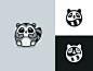 胖浣熊更名重新设计动物图标几何圆圆形可爱快乐标记符号图标浣熊更名品牌最小简单一种颜色单色黑白标识徽标