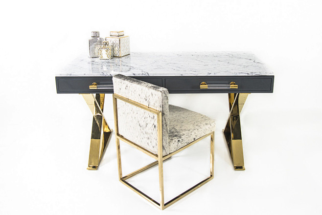 Lucite and Brass Des...