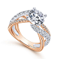 Zaira 14k White And Rose Gold Round Free Form Engagement Ring angle 3