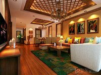 东南亚风格客厅沙发背景墙装修效果图