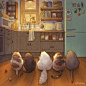 五只猫咪的温暖日常 ~ 韩国画师limduey插画作品