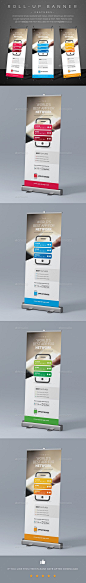 Mobile App Promotion Roll-Up Banner Template PSD