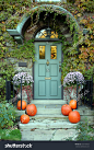 stock-photo-front-door-of-family-home-with-halloween-decorations-106719353