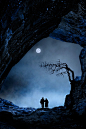 ♂couple in blue moon night